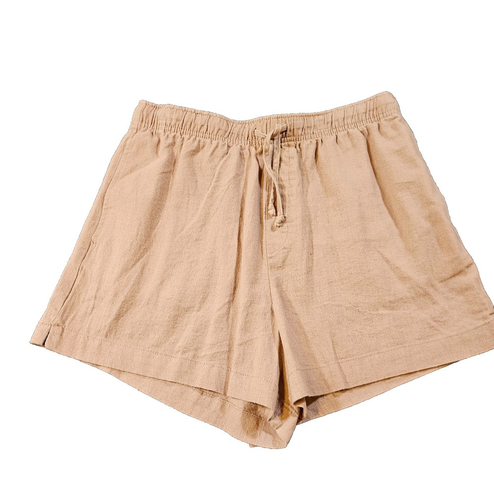 Charlotte Russe Women Brownish Pink Linen Blend Drawstring Boho Shorts M 1-00995